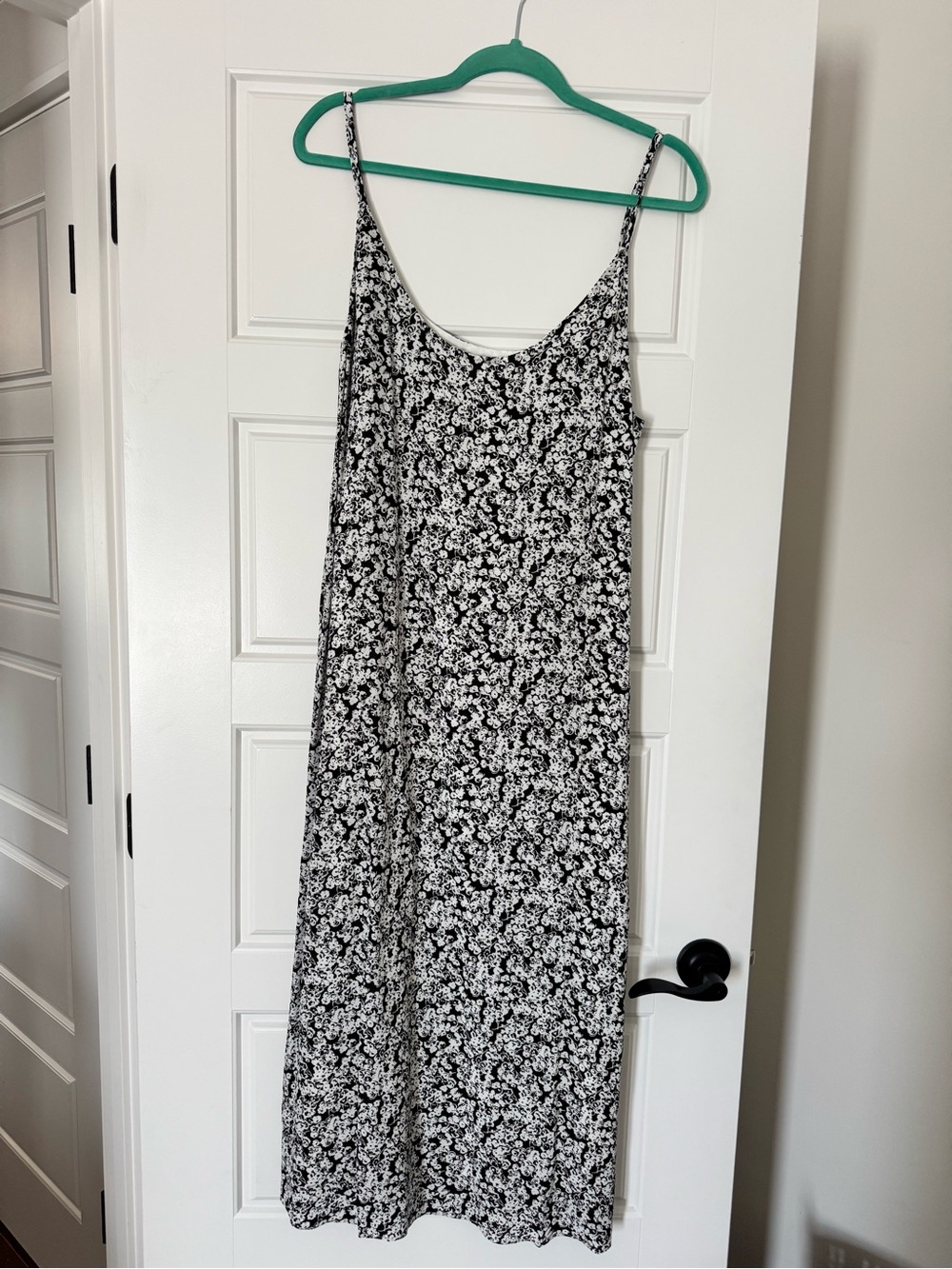 Everlane Black and White Floral Maxi Slip Dress